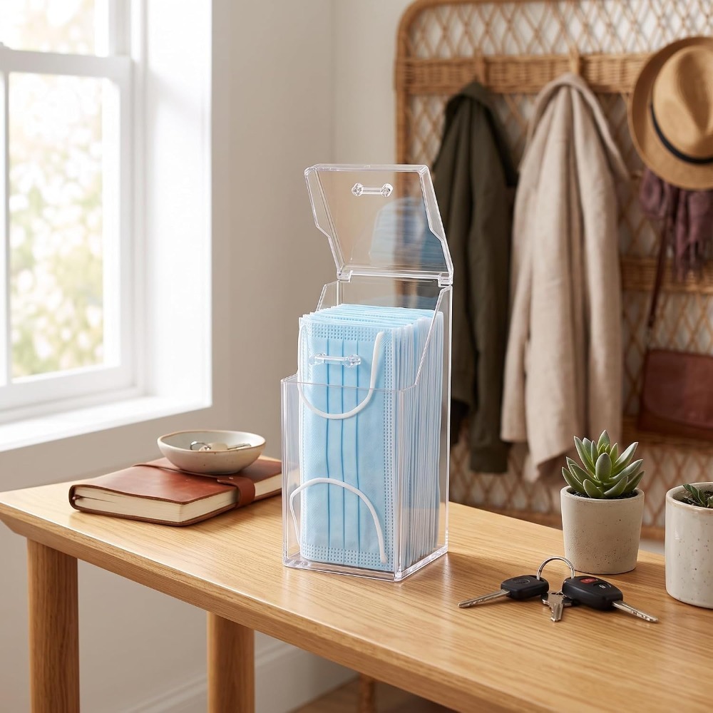 Face Mask Storage Box - Dispenser Masker Wajah dengan Tutup, Tempat